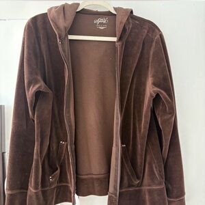 Style & Co. Chocolate Brown Velvet Jacket and Wide Leg Pants Size L/S